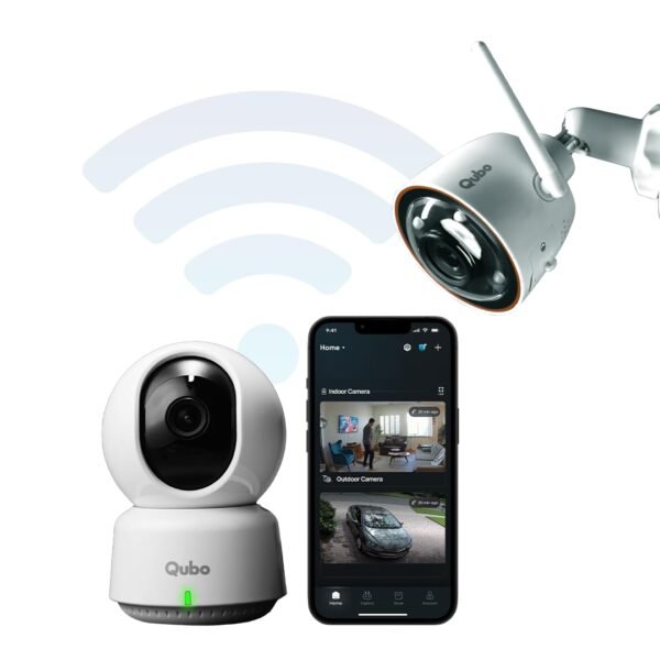 Qubo Smart Outdoor Bullet + 360° Indoor CCTV Camera by Hero Group| 3MP 2K Resolution| WiFi |AI Person Detection | NightPulse Vision | 1TB SD Card+Cloud Backup | 2-Way Talk | App Control | Alexa&Google